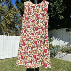 VINTAGE 1960's Red Floral Shift Dress